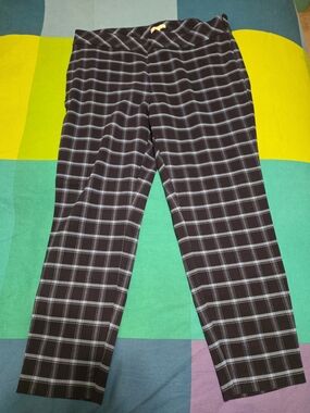 Charter Club Black Plaid Stretch Trousers